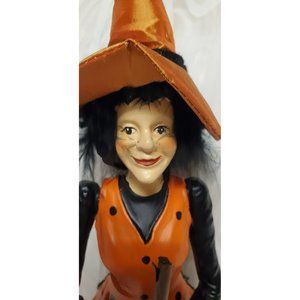 17” Halloween Witch Doll Figurine with Removable Broom